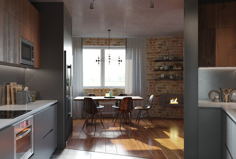 Квартира в Москве - Кухня Гостиная