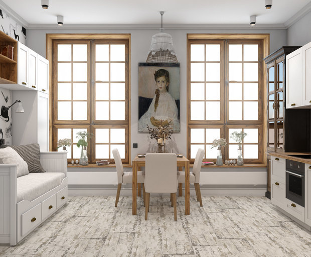 Фотография: Кухня и столовая в стиле Эклектика, Малогабаритная квартира, Квартира, как оформить малогабаритку, система хранения в малогабаритке, идеи для малогабаритки, как визуально увеличить площадь малогабаритки, малогабаритка, до 40 метров – фото на INMYROOM