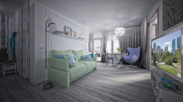 Фото из портфолио Концептуальный дизайн проект квартиры 34 кв.м., Москва – фотографии дизайна интерьеров на INMYROOM