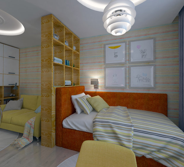 Визуализация интерьера детской в современном стиле