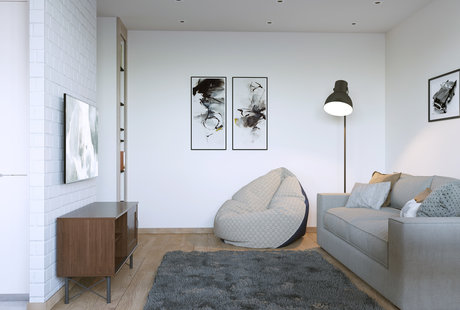 Квартира с акцентами скандинавского стиля. Гостиная.
