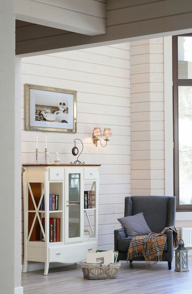 Фотография: Гостиная в стиле Прованс и Кантри, Дом, Проект недели, Московская область, дом из клееного бруса, Палекс Дизайн – фото на INMYROOM