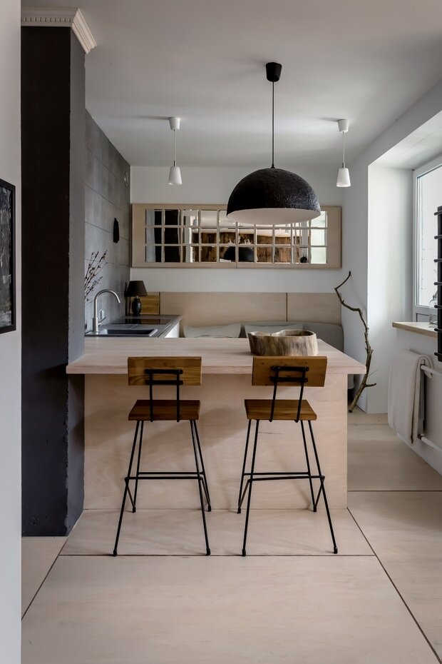 Фотография: Кухня и столовая в стиле Современный, Эклектика, Эко, Квартира, Студия, Проект недели, 40-60 метров, Истра, Александра Журавлева – фото на INMYROOM