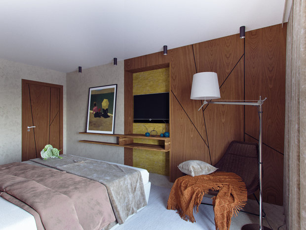 Фотография: Спальня в стиле Современный, Эко, Дом, Проект недели, Дача, Волгоград, 4 и больше, Более 90 метров, Дизайн-студия Leгко – фото на INMYROOM