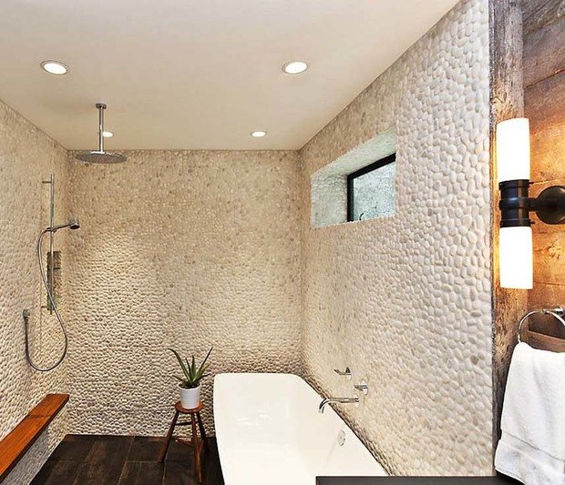 Фото из портфолио Мозаика из морской гальки в интерьере Минимализм – фотографии дизайна интерьеров на INMYROOM