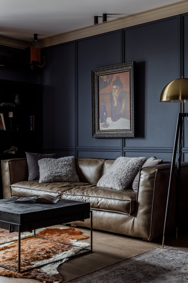 Фотография: Гостиная в стиле Эклектика, Квартира, Проект дня, 3 комнаты, Более 90 метров, Тюмень, современный с элементами лофта, эклектика с элементами классики, Анна Селиванова – фото на INMYROOM