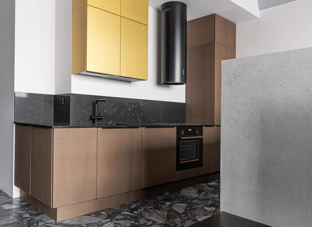 Фотография: Кухня и столовая в стиле Лофт, Современный, Минимализм, Квартира, Студия, Проект дня, Москва, Евгения Потапова, Антон Белов, 40-60 метров, ЖК «Loftec» – фото на INMYROOM