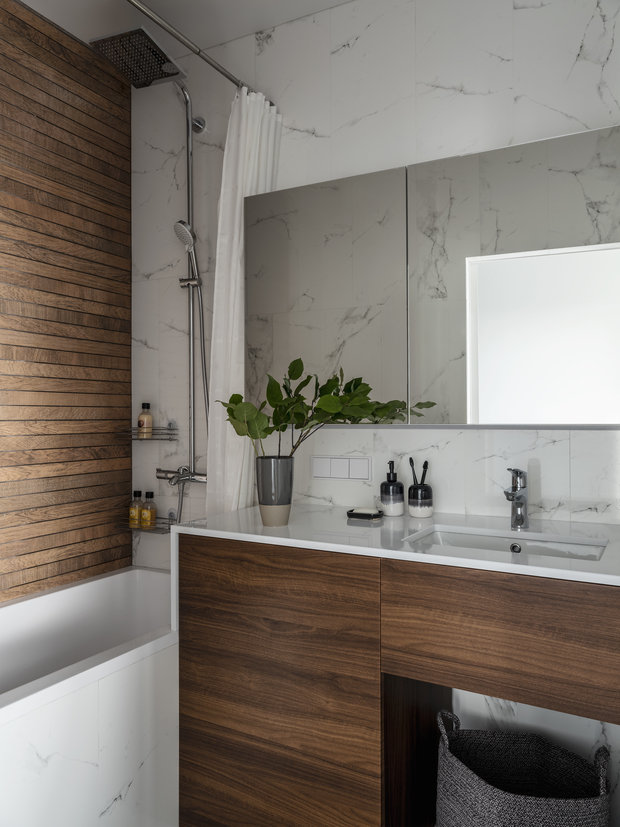 Фотография: Ванная в стиле Современный, Минимализм, Малогабаритная квартира, Квартира, Проект недели, Санкт-Петербург, Алексей Иванов, Geometrium, 2 комнаты, до 40 метров, Александра Андриянова – фото на INMYROOM