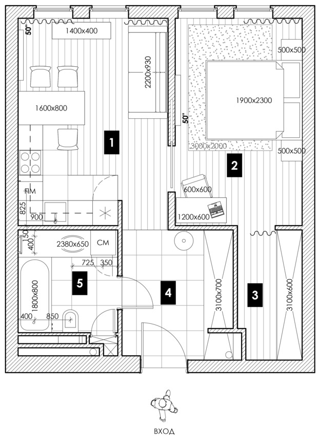 Фото из портфолио Современная однушка под сдачу – фотографии дизайна интерьеров на INMYROOM