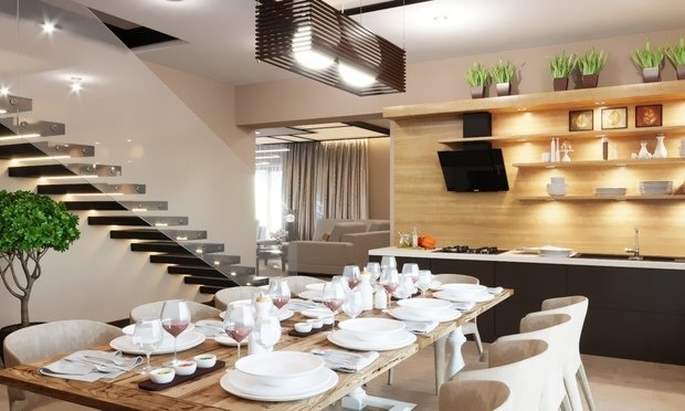 Фото из портфолио Гостиная и столовая в японском стиле – фотографии дизайна интерьеров на INMYROOM