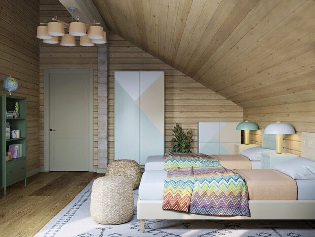 Визуализация интерьера спальни в эко-стиле