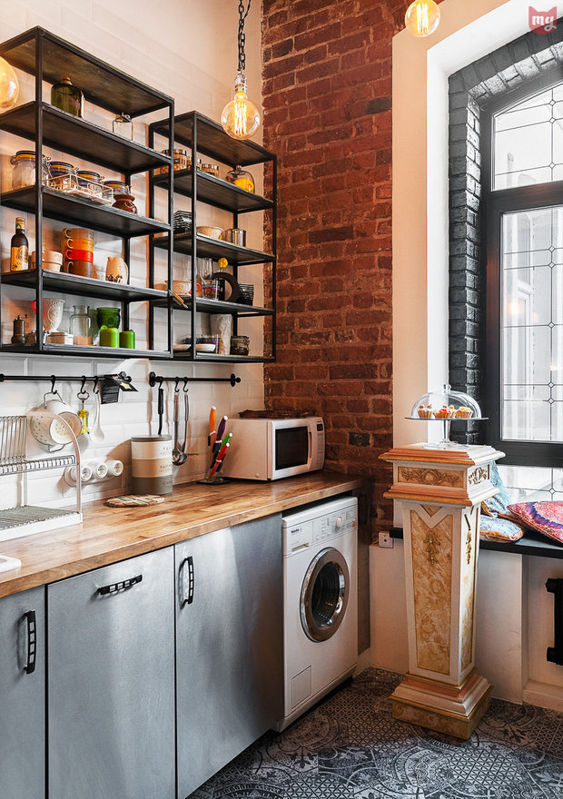 Фотография: Кухня и столовая в стиле Лофт, Эклектика, Квартира, Проект недели, Москва, Герой InMyRoom, Ксения Стрекоза – фото на INMYROOM