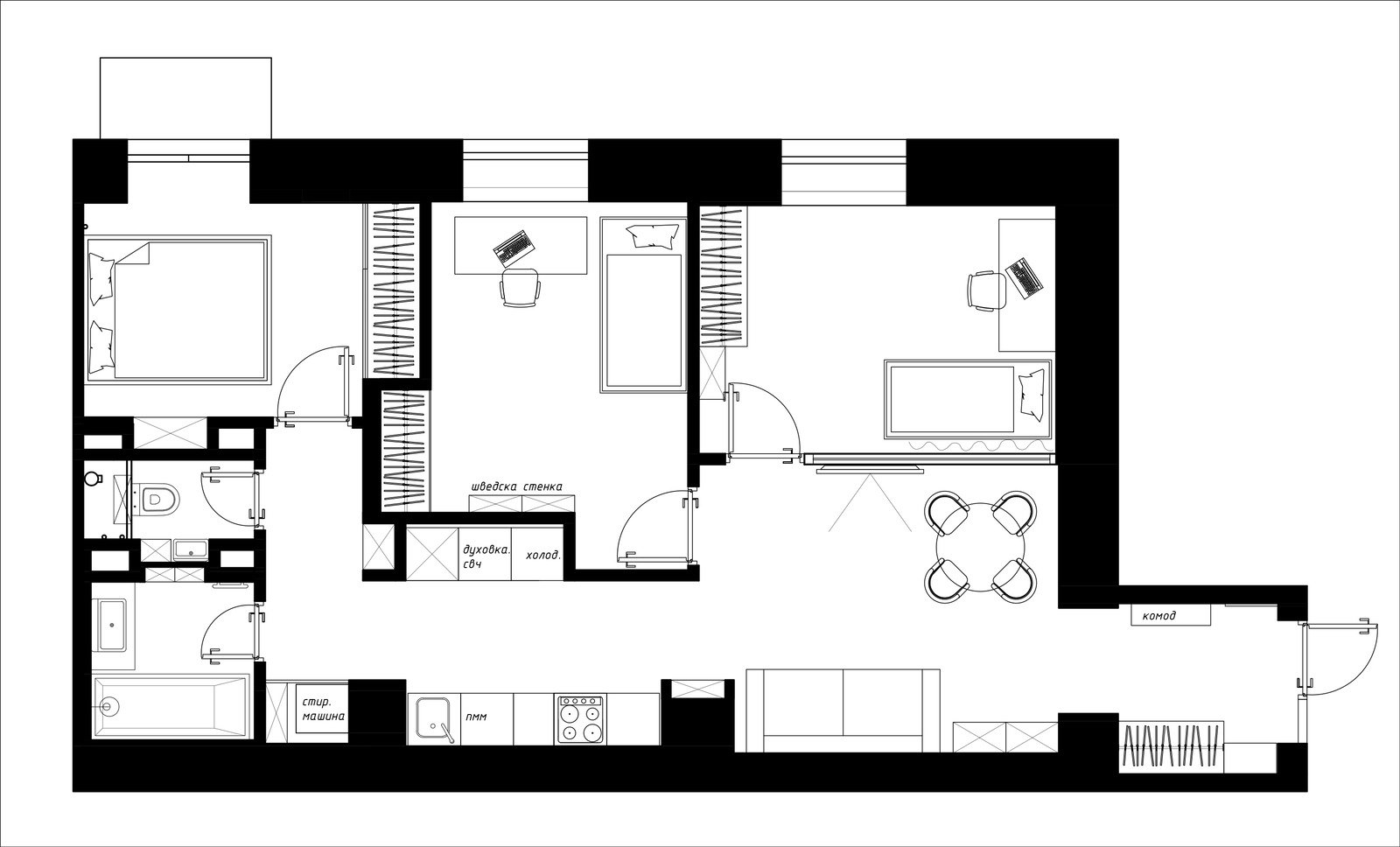 Фотография: Планировки в стиле , Квартира, Перепланировка, Москва, Никита Зуб, 2 комнаты, 60-90 метров, планировочная среда – фото на INMYROOM Фотография: Планировки в стиле , Квартира, Перепланировка, Москва, Никита Зуб, 2 комнаты, 60-90 метров, планировочная среда – фото на INMYROOM