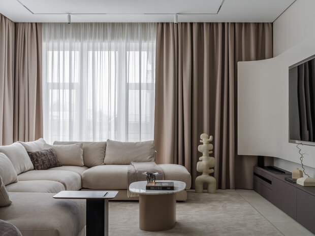 Фотография: Гостиная в стиле Современный, Минимализм, Дом, Проект дня, Дом и дача, Московская область, 4 и больше, Более 90 метров, минимализм с элементами современного дизайна, Ксения Котельникова – фото на INMYROOM