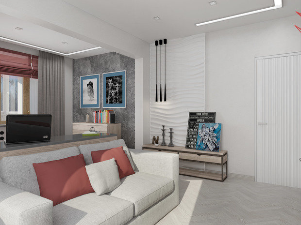 Фото из портфолио Гостиная - спальня в двухкомнатной квартире – фотографии дизайна интерьеров на INMYROOM
