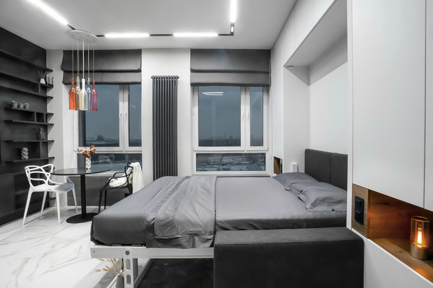 Фотография: Спальня в стиле Минимализм, Малогабаритная квартира, Квартира, Студия, Проект недели, Москва, до 40 метров, Виталий Мясников – фото на INMYROOM