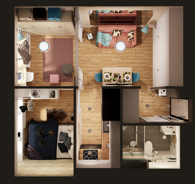 Фото из портфолио Квартира 35м2 – фотографии дизайна интерьеров на INMYROOM