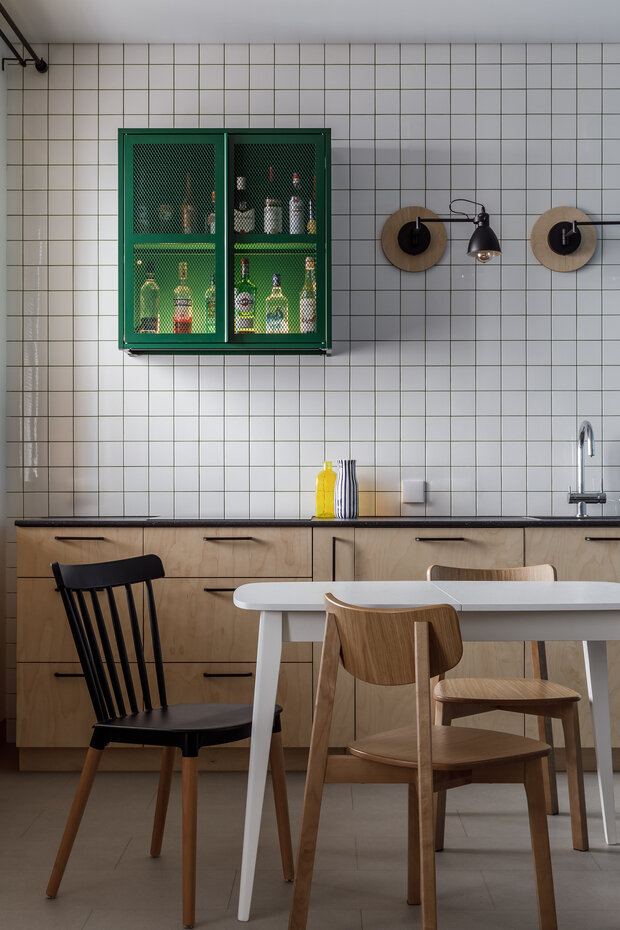 Фотография: Кухня и столовая в стиле Скандинавский, Современный, Минимализм, Квартира, Проект недели, Ростов-на-Дону, 2 комнаты, 40-60 метров, Виктория Глаз – фото на INMYROOM