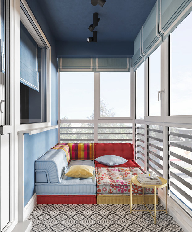 Фотография: Балкон в стиле Современный, Квартира, Проект недели, Московская область, Ольга Розина, 2 комнаты, 60-90 метров, Монолитно-кирпичный – фото на INMYROOM