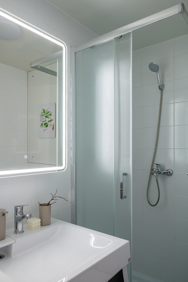 Фотография: Ванная в стиле Современный, Минимализм, Малогабаритная квартира, Квартира, Студия, Проект недели, Москва, до 40 метров, Евгения Акимова, Akimova Pro Designer – фото на INMYROOM