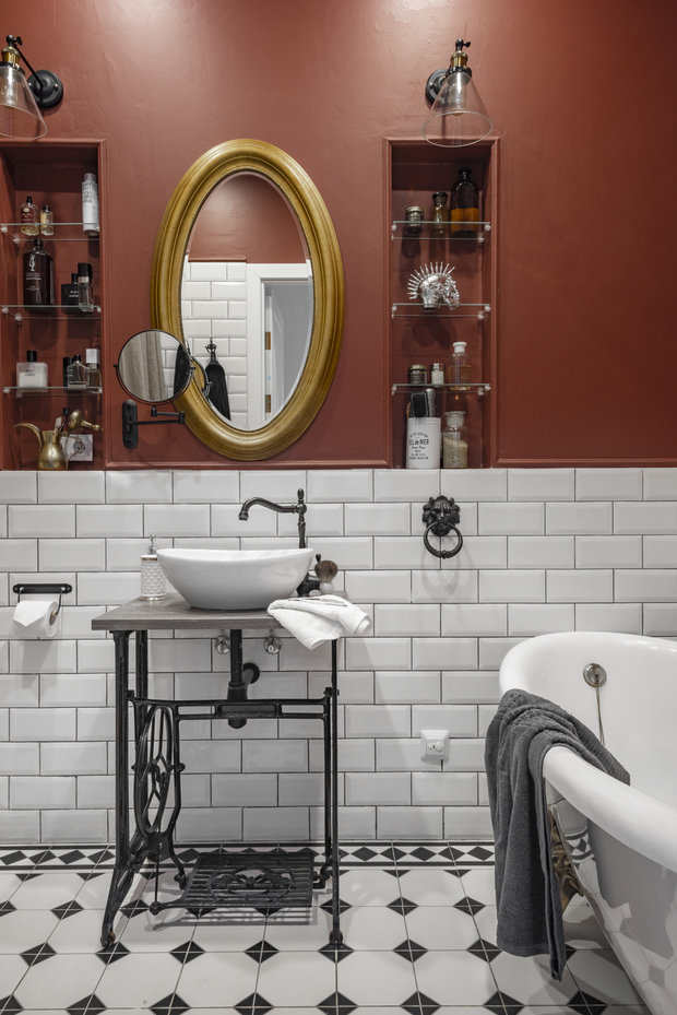 Фотография: Ванная в стиле Эклектика, Квартира, Проект недели, Екатеринбург, Сталинка, 3 комнаты, 60-90 метров, Ольга Минуллина – фото на INMYROOM