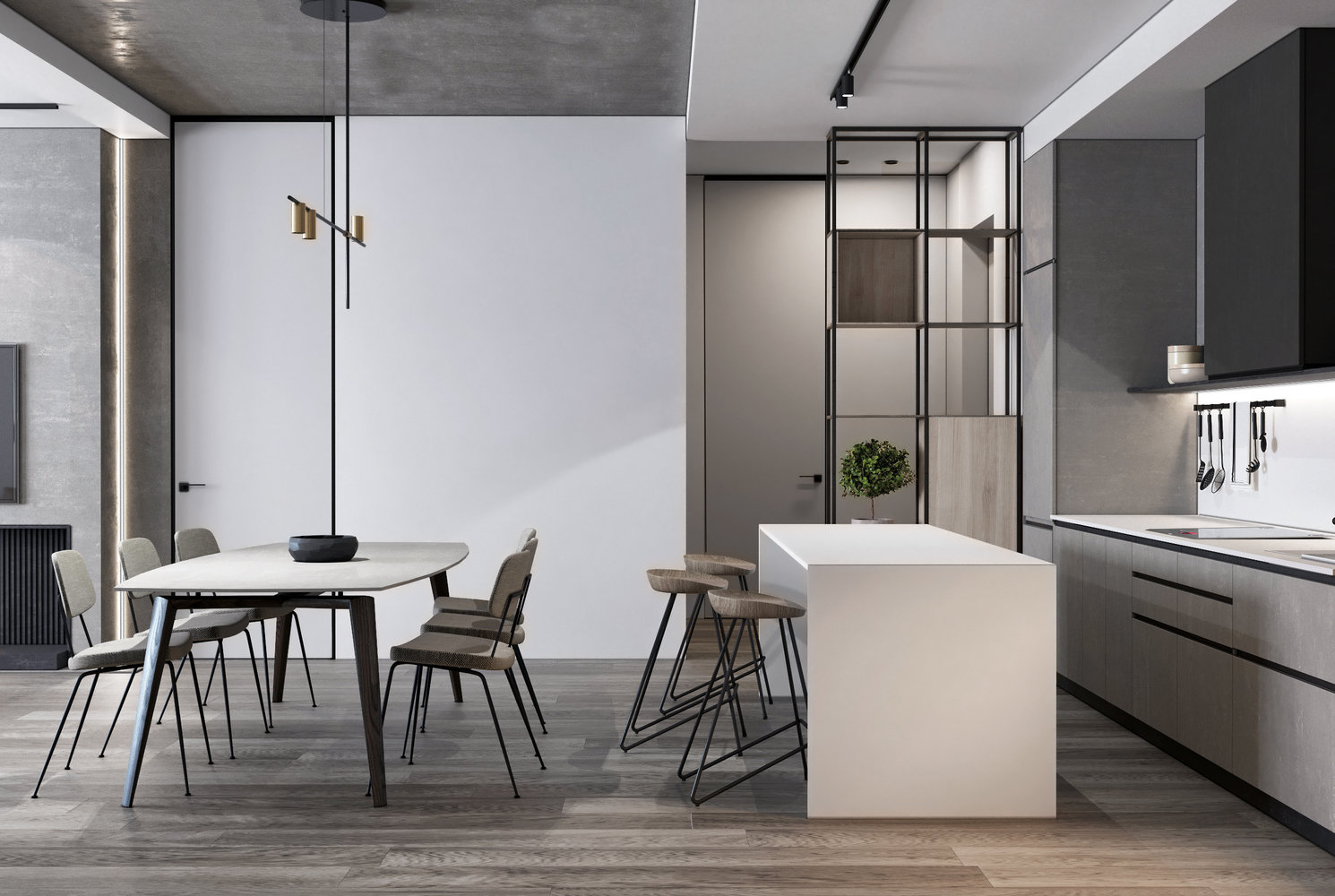 Фотография: Кухня и столовая в стиле Минимализм, Скандинавский, Квартира, Проект недели, Москва, Монолитный дом, Quadro room, 3 комнаты, Более 90 метров – фото на INMYROOM Фотография: Кухня и столовая в стиле Минимализм, Скандинавский, Квартира, Проект недели, Москва, Монолитный дом, Quadro room, 3 комнаты, Более 90 метров – фото на INMYROOM