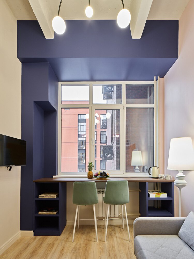 Фото из портфолио Студия в апартаментах «Лофт на Херсонской 41а» – фотографии дизайна интерьеров на INMYROOM Фото из портфолио Студия в апартаментах «Лофт на Херсонской 41а» – фотографии дизайна интерьеров на INMYROOM