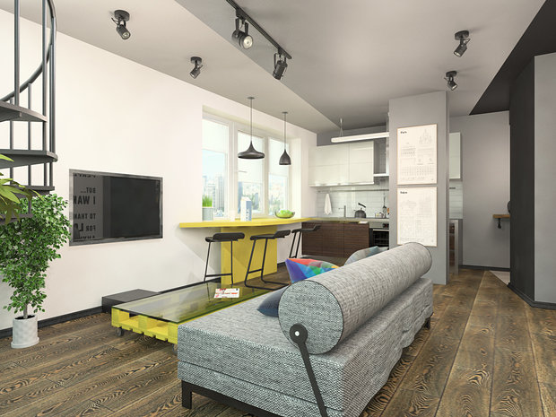 Фотография: Гостиная в стиле Лофт,  – фото на INMYROOM