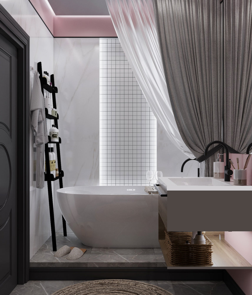 Фотография: Ванная в стиле Современный, Кухня и столовая, Гостиная, Детская, Спальня, Гардеробная, Квартира, Проект недели, Зеленый, Синий, Розовый, 3 комнаты, 60-90 метров, ПРЕМИЯ INMYROOM – фото на INMYROOM