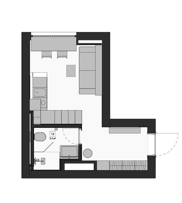 Фотография: Планировки в стиле , Малогабаритная квартира, Квартира, Студия, Проект дня, Санкт-Петербург, Сталинка, до 40 метров, современный с элементами лофта, Светлана Горянина – фото на INMYROOM