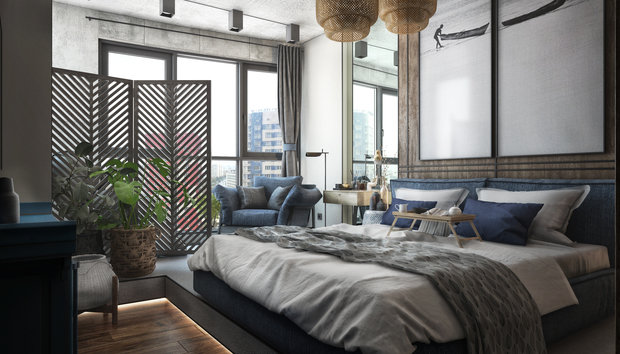 Фотография: Спальня в стиле Лофт, Современный, Квартира, Проект недели, Москва, Серый, Коричневый, ToTaste Studio, Более 90 метров – фото на INMYROOM