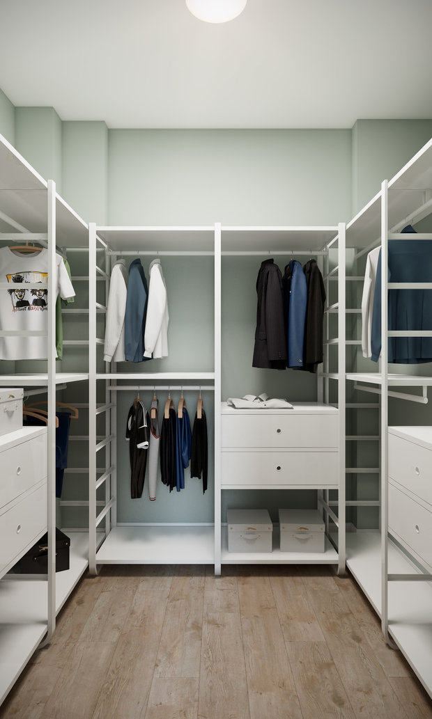 Фотография: Гардеробная в стиле Скандинавский, Минимализм, Квартира, Проект недели, Samsung, Co:Interior, 2 комнаты, 60-90 метров, Москав, mid-century modern – фото на INMYROOM