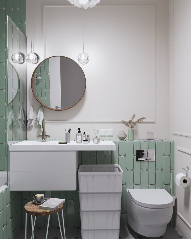 Фотография: Ванная в стиле Современный, Прованс и Кантри, Квартира, Проект недели, Москва, 2 комнаты, 60-90 метров, Студия NSQ, Света Константинова – фото на INMYROOM