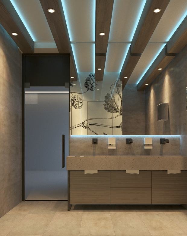 Визуализация интерьера ванной комнаты в современном стиле