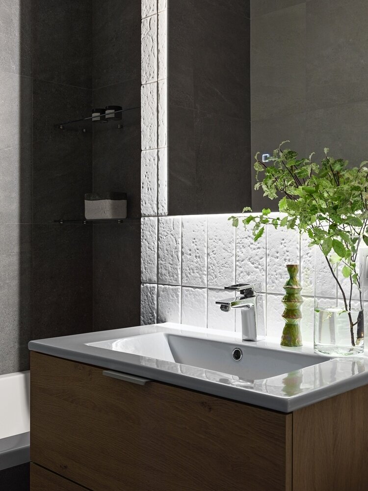 Фотография: Ванная в стиле Современный, Скандинавский, Квартира, Проект недели, Москва, 3 комнаты, 40-60 метров, Анастасия Родина – фото на INMYROOM Фотография: Ванная в стиле Современный, Скандинавский, Квартира, Проект недели, Москва, 3 комнаты, 40-60 метров, Анастасия Родина – фото на INMYROOM