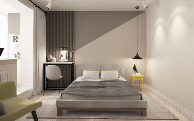 Фотография: Спальня в стиле Современный, Скандинавский, Квартира, Проект дня, Московская область, Балашиха, Ольга Погорелова, Панельный дом, 2 комнаты, 40-60 метров, П-44ТМ – фото на INMYROOM