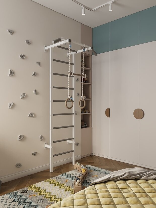 Визуализация интерьера детской в скандинавском стиле с элементами минимализма