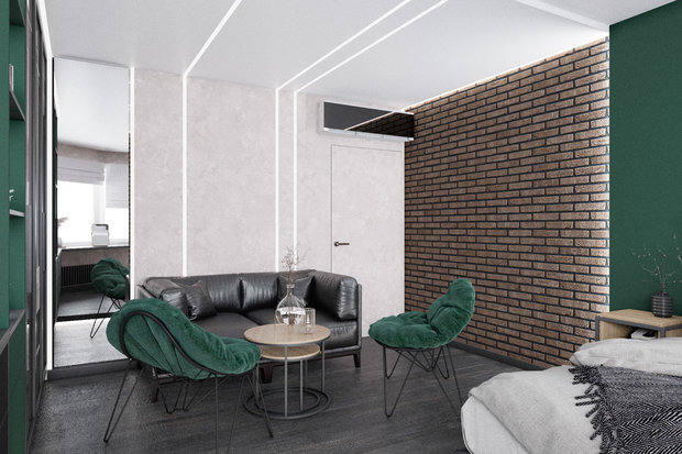 Фото из портфолио Квартира в стиле ЛОФТ 45 кв.м – фотографии дизайна интерьеров на INMYROOM