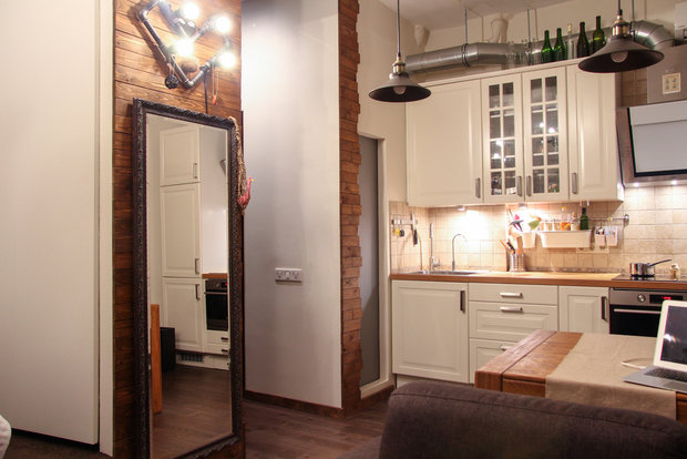 Фотография: Кухня и столовая в стиле Лофт, Квартира, Студия, Гид, Александра Труш, Ирина Лаврентьева, Buro Brainstorm, Мария Дадиани, Мария Махмудова, «Уютная квартира», m2project, Николай Вашанцев, Александр Феськов, малогабаритка – фото на INMYROOM