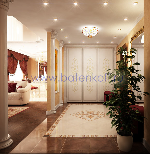 Фото из портфолио Дизайн проект прихожей в классическом стиле на Юмашева от дизайн студии Батенькофф. – фотографии дизайна интерьеров на InMyRoom.ru