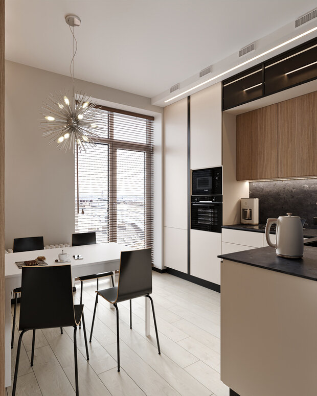 Фотография: Кухня и столовая в стиле Современный, Минимализм, Квартира, Проект недели, 3 комнаты, 40-60 метров, Фрязино, Анна Гречка – фото на INMYROOM