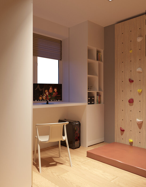 Визуализация интерьера детской в скандинавском стиле с элементами минимализма