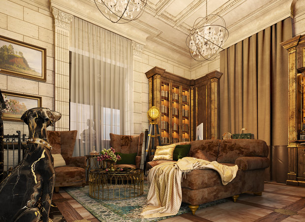 Фото из портфолио Fireplace room with study – фотографии дизайна интерьеров на INMYROOM
