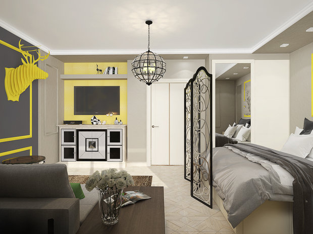 Фото из портфолио Концепция гостиной - спальни – фотографии дизайна интерьеров на INMYROOM