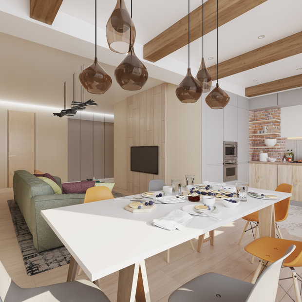 Фото из портфолио Проект 3-х комнатной квартиры в духе лофт – фотографии дизайна интерьеров на INMYROOM