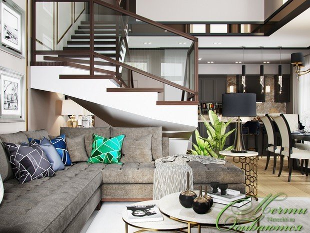 Фото из портфолио Гостиная и кухня в пентхаусе – фотографии дизайна интерьеров на INMYROOM