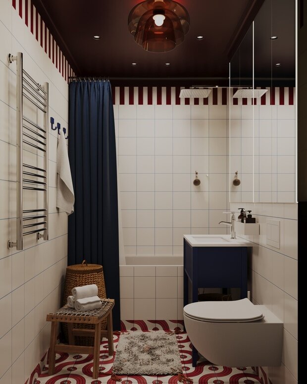 Фотография: Ванная в стиле Современный, Эклектика, Квартира, Проект дня, Москва, 3 комнаты, 60-90 метров, Анастасия Струве – фото на INMYROOM