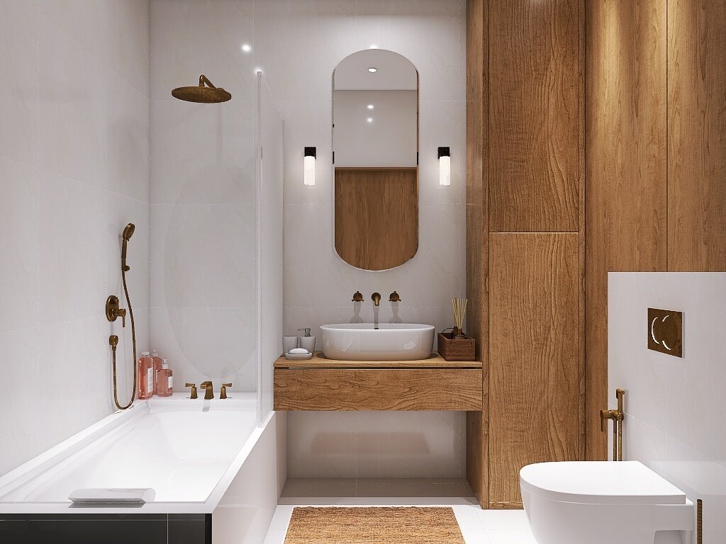 Фото из портфолио Санузел в стиле Джапанди – фотографии дизайна интерьеров на INMYROOM Фото из портфолио Санузел в стиле Джапанди – фотографии дизайна интерьеров на INMYROOM