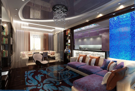 Синяя квартира в современном стиле