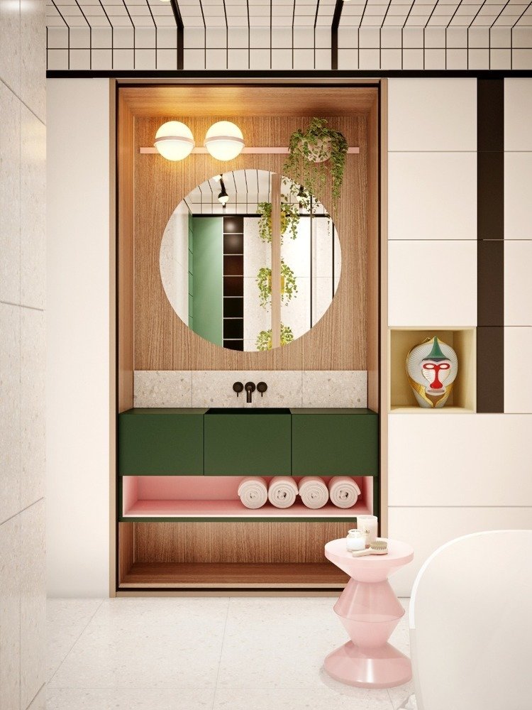 Фотография: Ванная в стиле Современный, Эклектика, Квартира, Проект недели, Estima, Монолитный дом, Дарья Василькова, 3 комнаты, 60-90 метров, Art Group – фото на INMYROOM